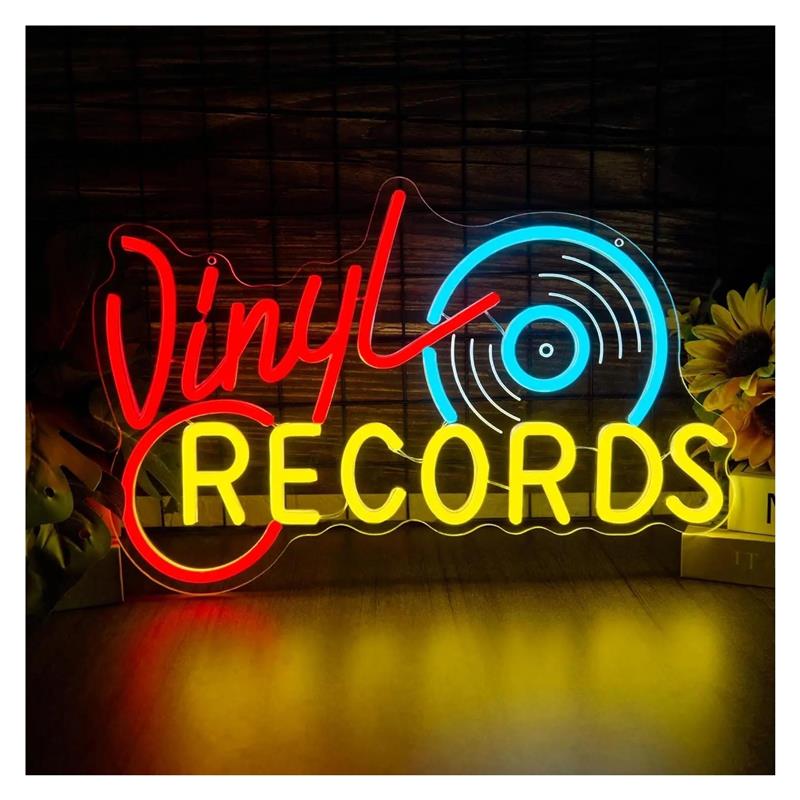 Retro Gaming Wallpaper - Vintage Record Neon Sign Retro LED