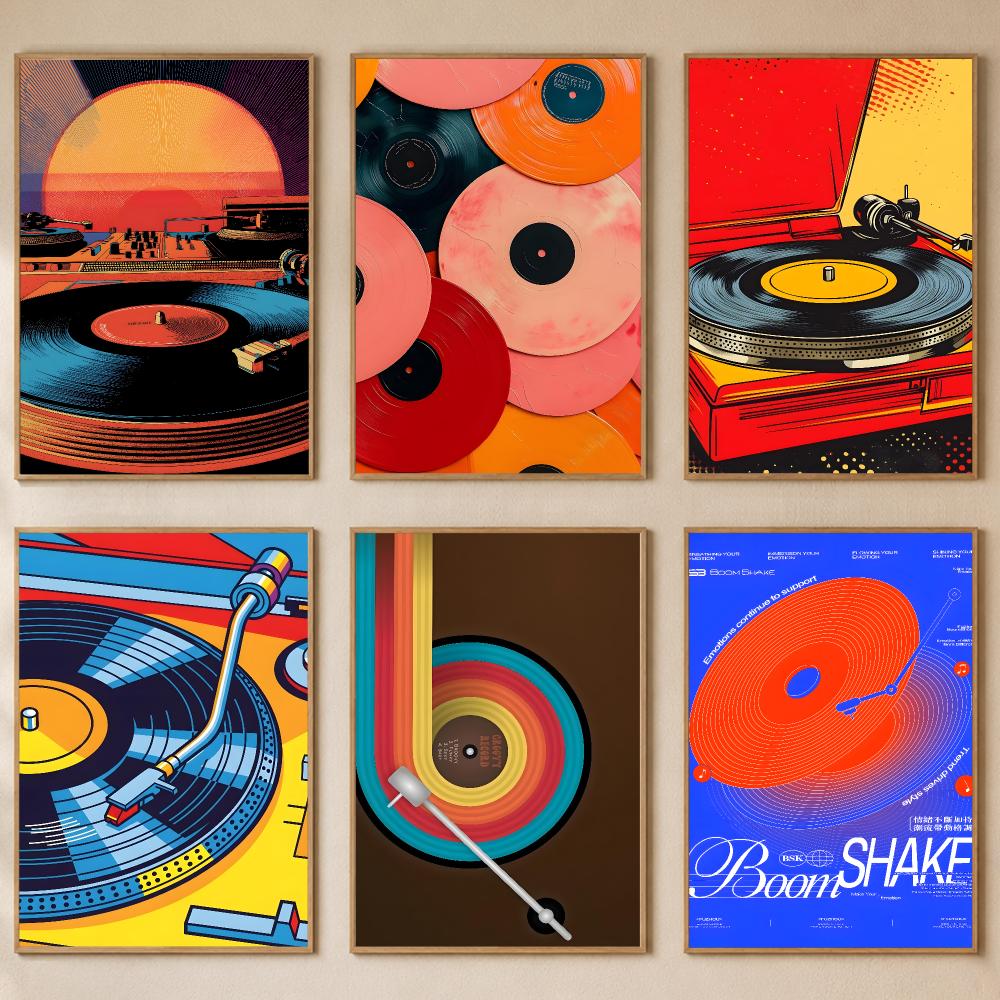 Retro Gaming Wallpaper - Retro Colorful Record Player Poster PP
