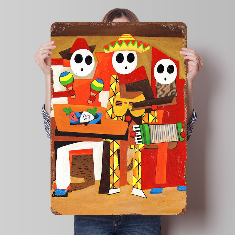 Retro Gaming Guy - Three Mariachi Guys Tin Plaque Poster