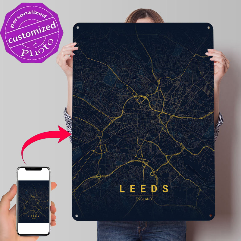 Retro Gaming Leeds - Leeds England Map Art 3D Printed