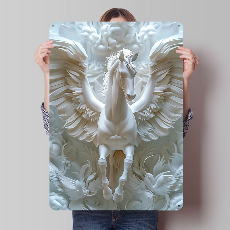 Retro Gaming Wallpaper - Paper Pegasus White Horse Wings Tinplate