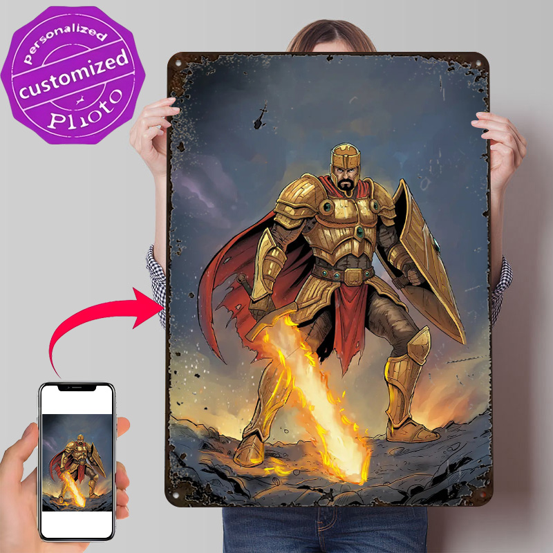 Retro Knight Gaming - Golden Knight With Flaming Sword Poster