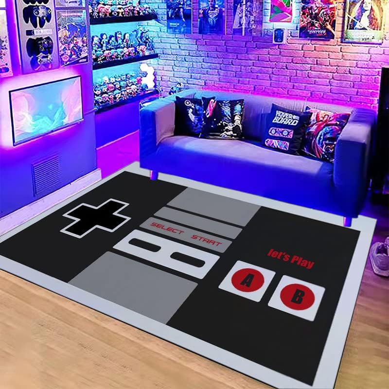 Retro Gaming Theme - Vintage NES Controller Themed Rug, Anti-Slip