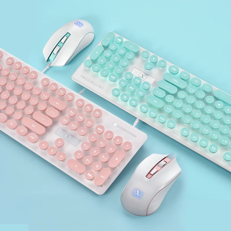 Retro Gaming Mini Pc - Pink Retro Wired Gaming Keyboard and