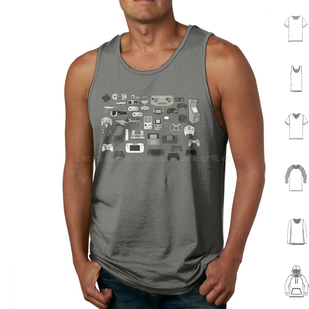 Retro Gaming Guy - Self Control Tank Tops Print Cotton