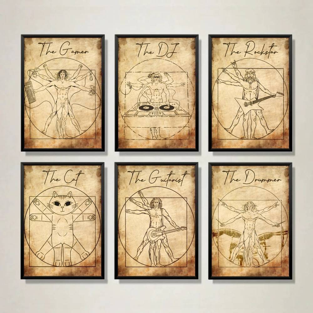 Vintage Vitruvian Style Music  - Retro Gaming Wallpaper review and price