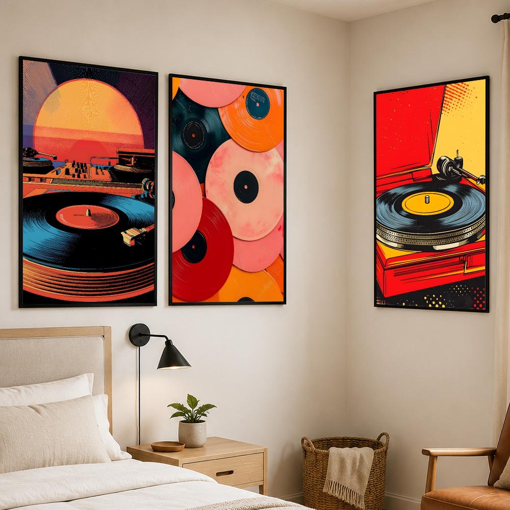 Retro Colorful Record Player P - Retro Gaming Wallpaper review and price