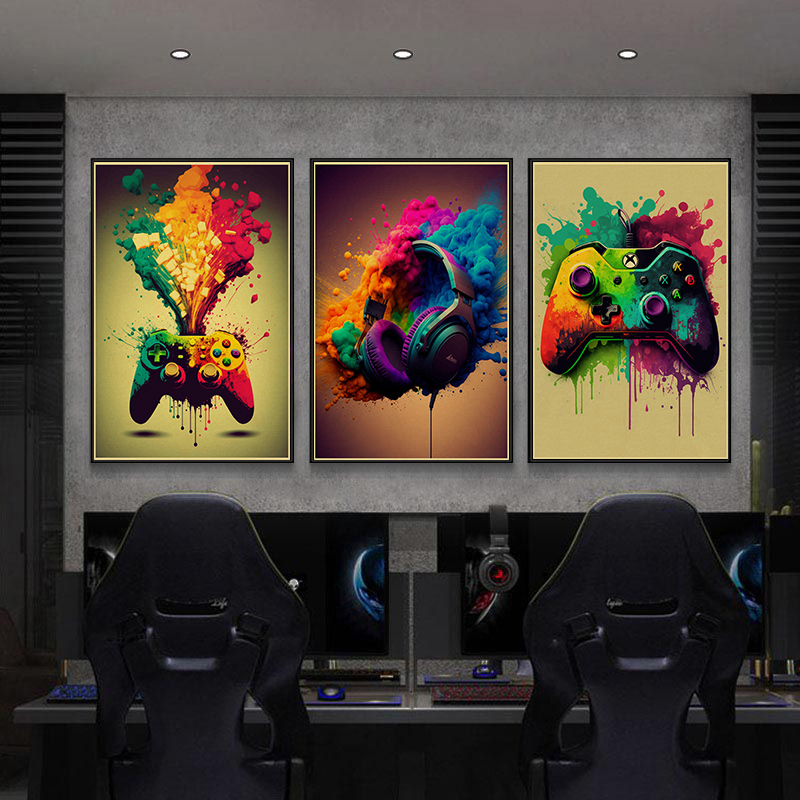 Colorful Game Controller Wall  - Retro Gaming Wallpaper review and price