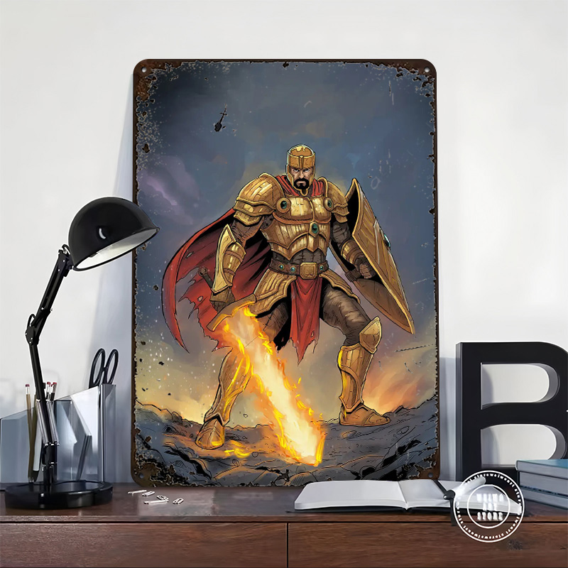 Golden Knight With Flaming Swo - Retro Knight Gaming review and price