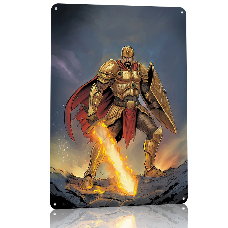 Golden Knight With Flaming Swo - Retro Knight Gaming review and price