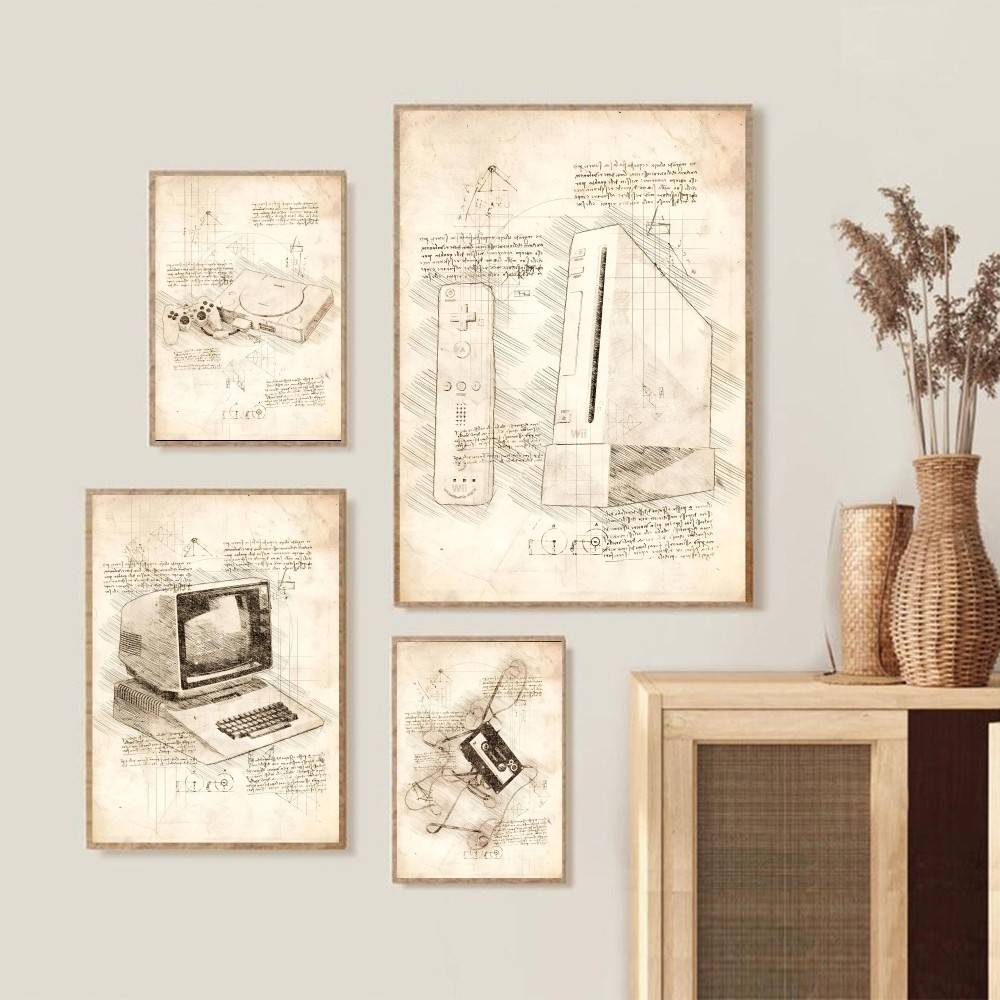 Vintage Gaming Console Sketch  - Retro Gaming Wallpaper review and price