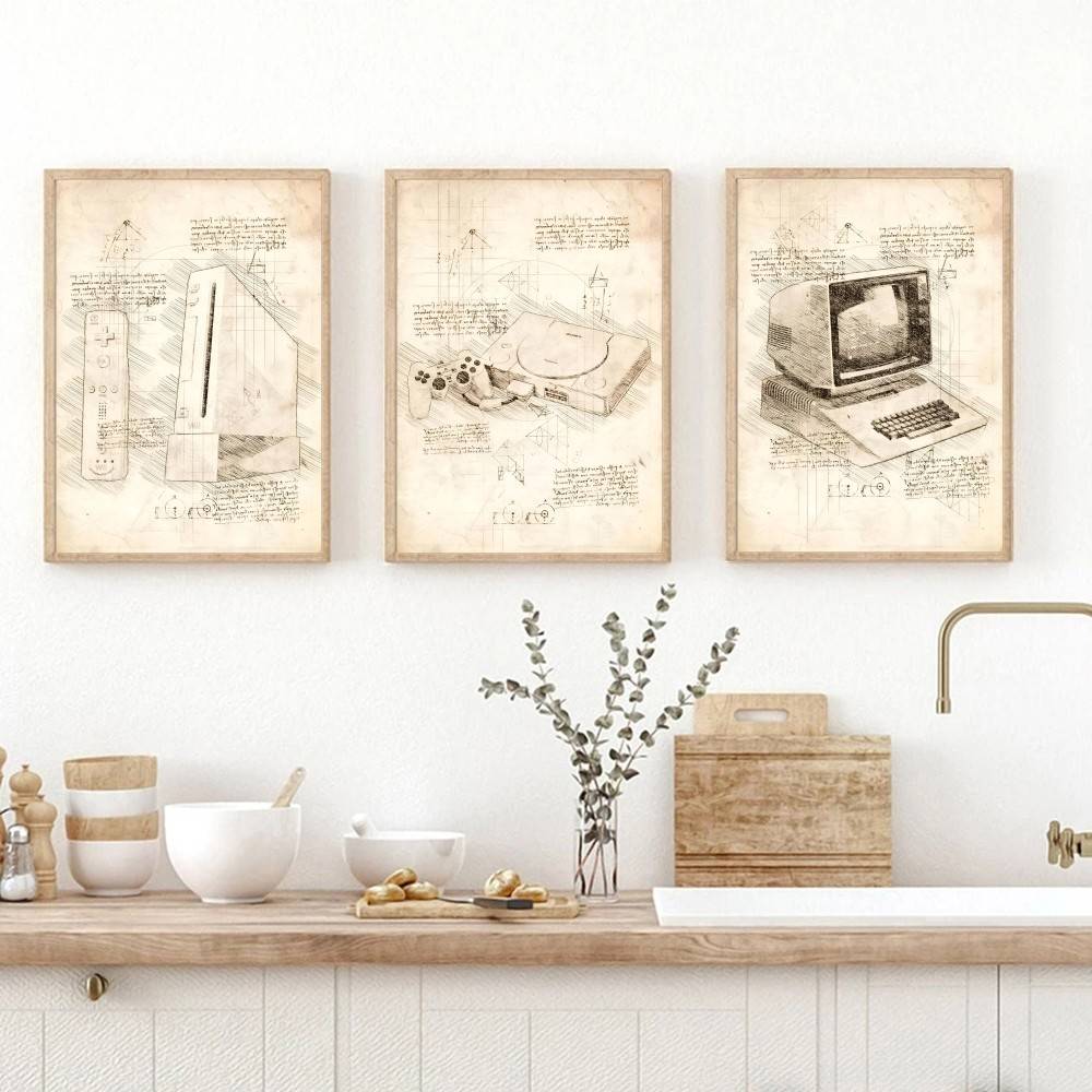 Vintage Gaming Console Sketch  - Retro Gaming Wallpaper review and price
