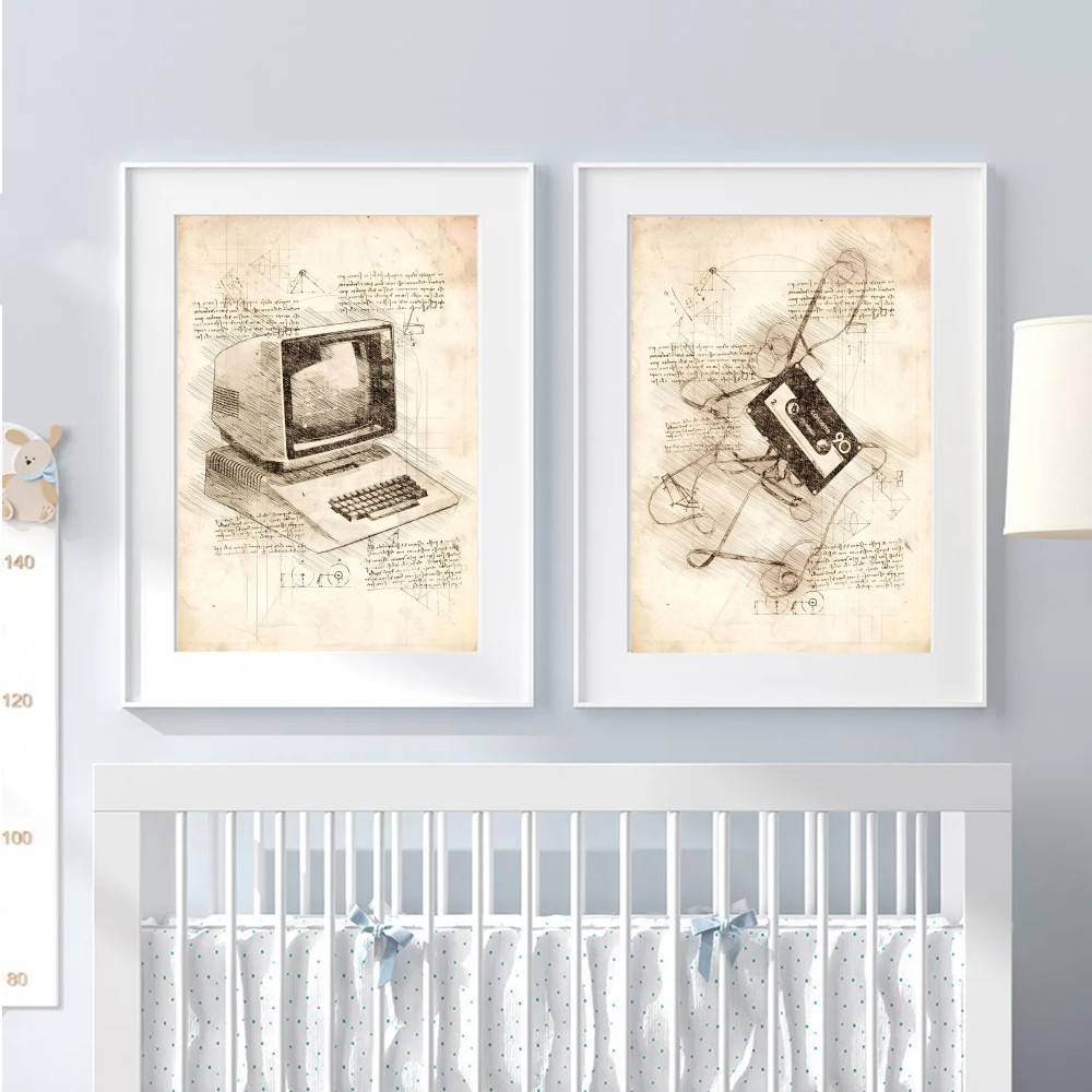 Vintage Gaming Console Sketch  - Retro Gaming Wallpaper review and price
