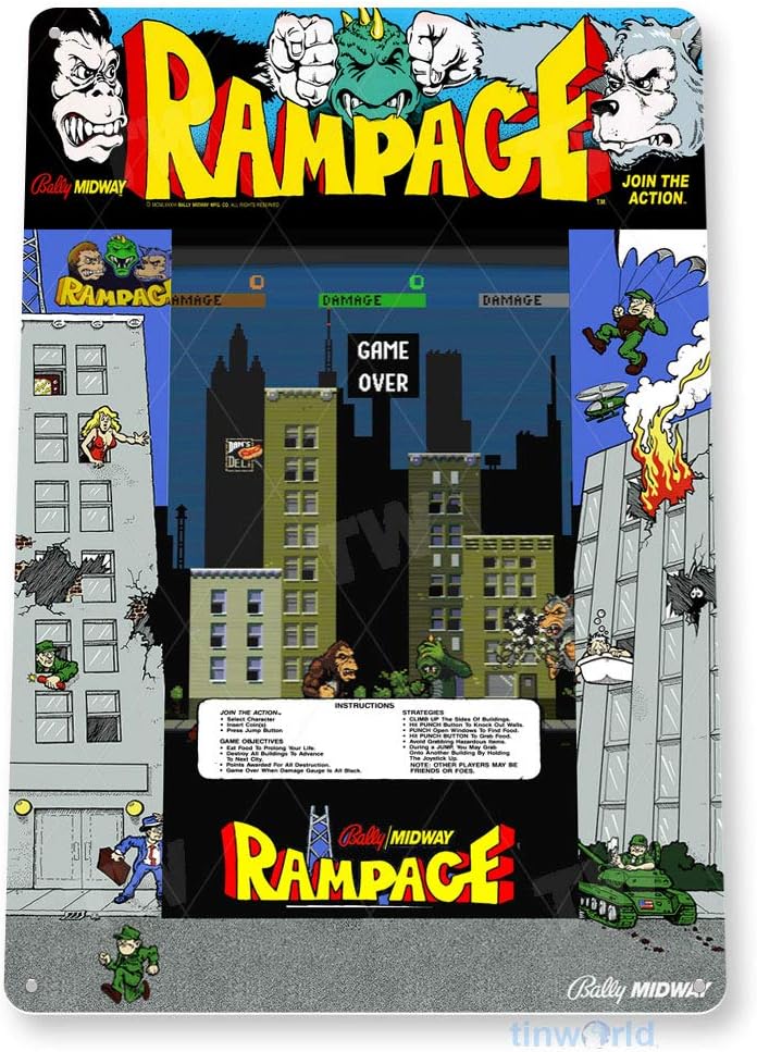 TIN SIGN Rampage Arcade Sign G - Retro Gaming Shop review and price