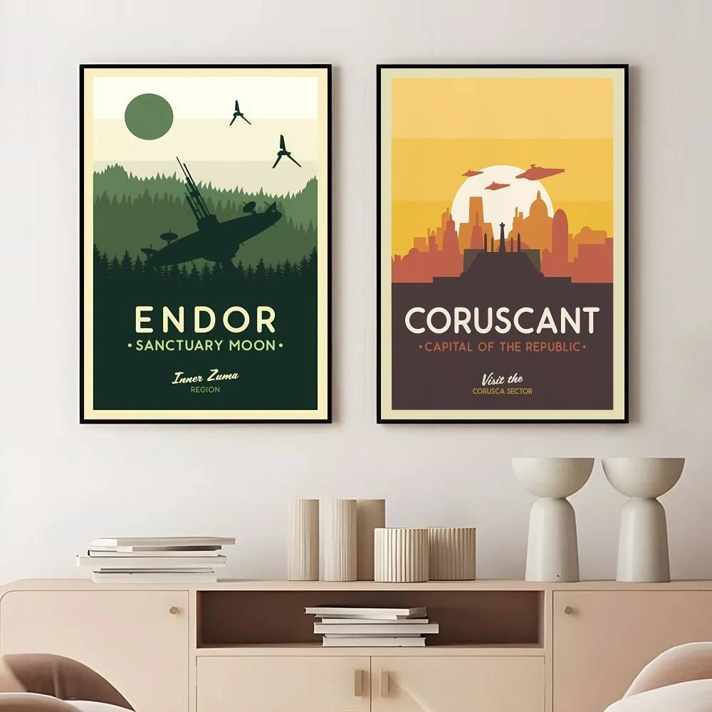 Retro Sci-fi Planet Travel Pos - Retro Gaming Wallpaper review and price